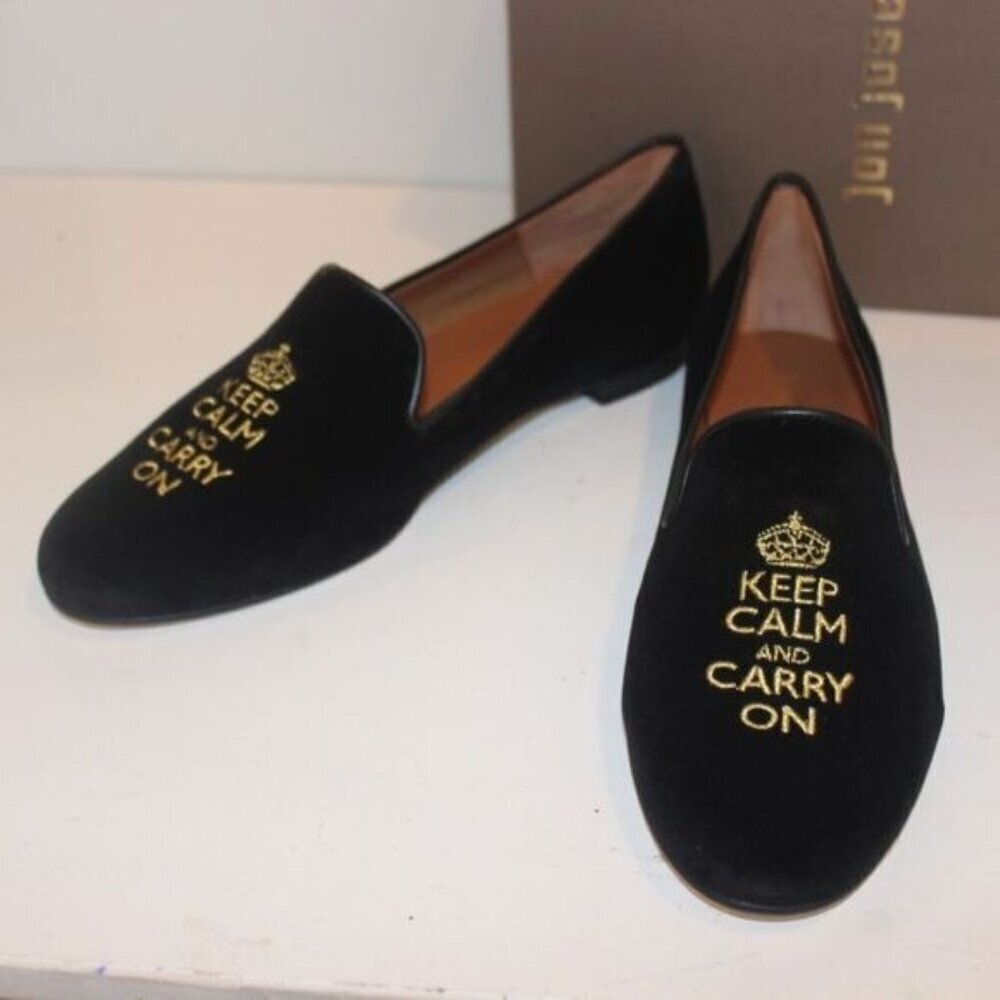 NWT Anthropologie Jon Josef G-Keepcalm Black Velvet Loafers Women sz 5 - Picture 2 of 7
